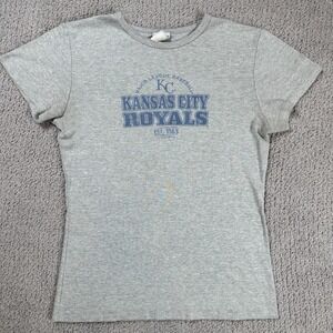 Lady Slugger Kansas City Royals MLB Gray T Shirt Women's Size Small Baby Tee
